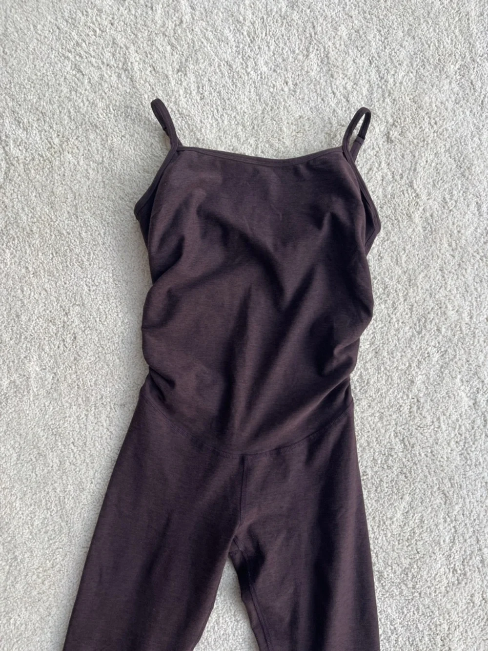 Beyond Yoga Spacedye Up Level Maternity Jumpsuit in Dark Chocolate Heather - Picture 4 of 11